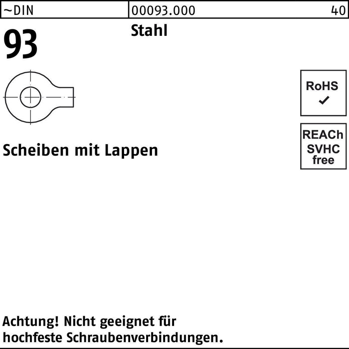 Reyher Unterlegscheibe DIN 93 m.Lappen 43 Stahl