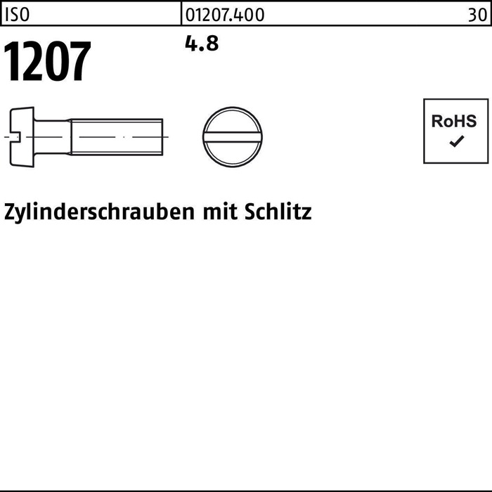 Reyher Zylinderschraube ISO 1207 m.Schlitz M 4 x 30 4.8