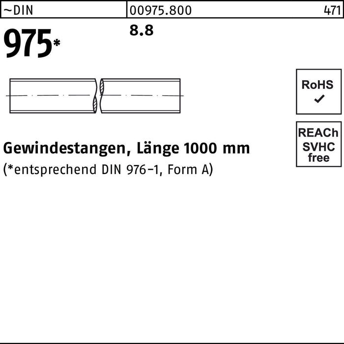 Reyher Gewindestange DIN 975 M 5 x 1000mm 8.8