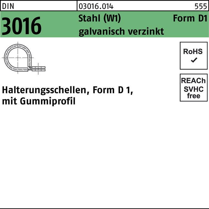 Reyher Schelle DIN 3016 m.Gummiprofil 22 x 20 - W1 Stahl galvanisch verzinkt