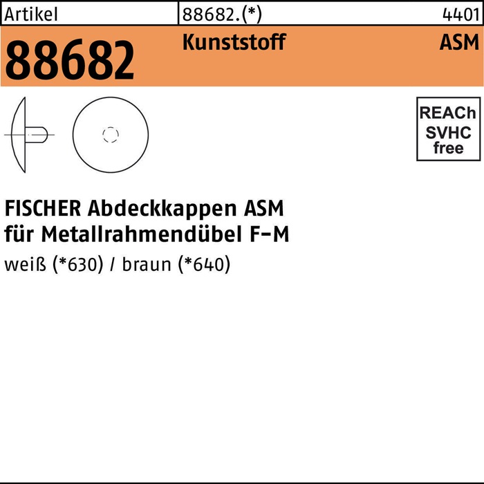 fischer Abdeckkappen R 88682 10 Kunststoff weiß