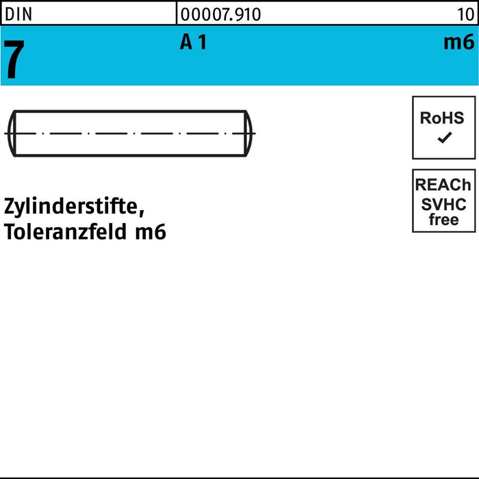 Reyher Zylinderstift DIN 7 12 m6 x 45 A 1 DIN 7
