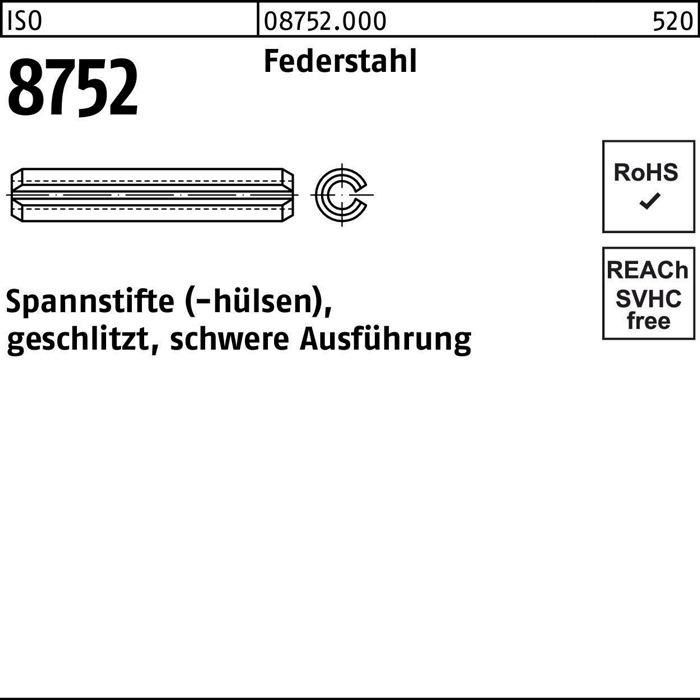 Reyher Spannstift ISO 8752 geschlitzt 5 x 30 Federstahl schwere Ausf. ISO 8752