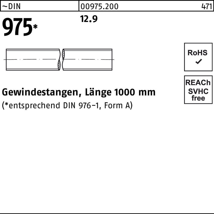 Reyher Gewindestange DIN 975 M 16 x 1000mm 12.9
