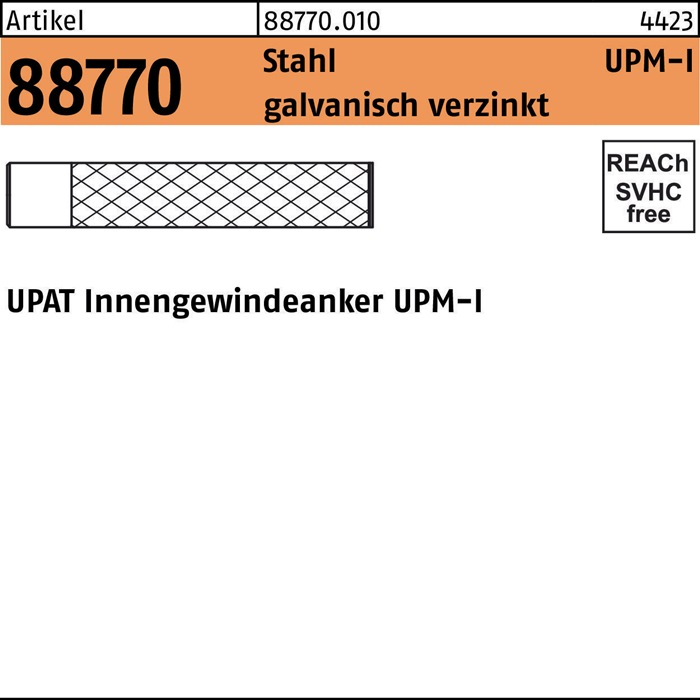 UPAT Innengewindeanker R 88770 UPM-I 12 Stahl galvanisch verzinkt