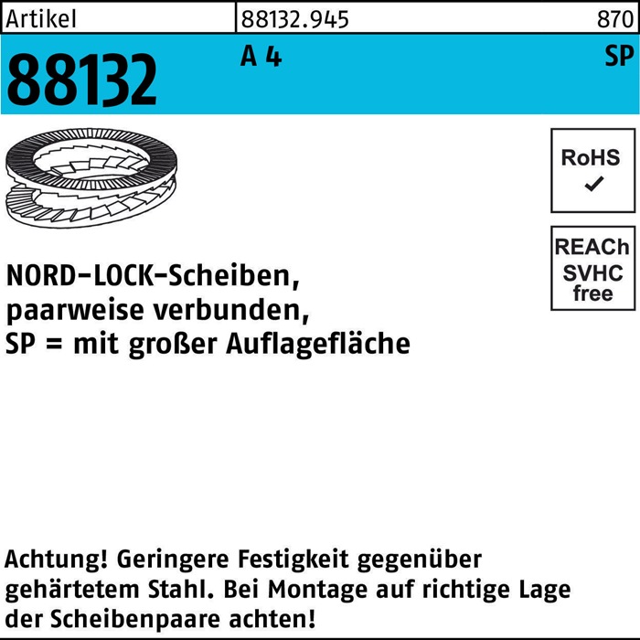 NORD-LOCK Unterlegscheibe R 88132 geklebt NL 12 SP SS A 4