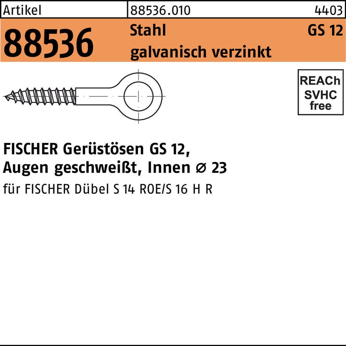 fischer Gerüstöse R 88536 GS 12 x 230 Stahl galvanisch verzinkt