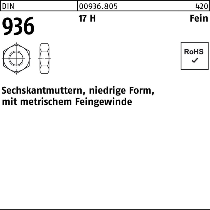 Reyher Sechskantmutter DIN 936 M 36 x 1,5 17 H
