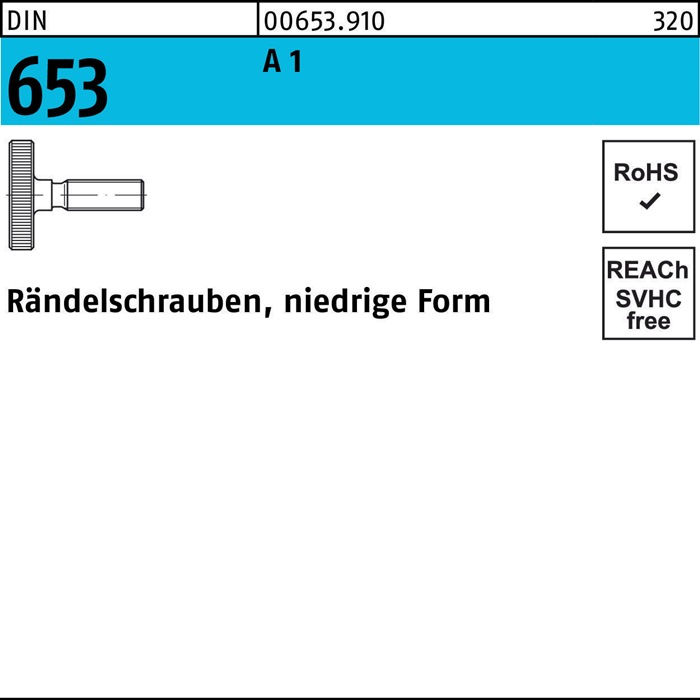 Reyher Rändelschraube DIN 653 niedrige Form M 5 x 20 A 1 A 1