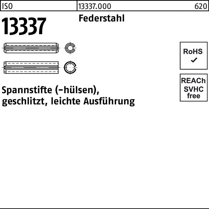 Reyher Spannstifthülse ISO 13337 geschlitzt 2 x 16 Federstahl leichte Ausf.
