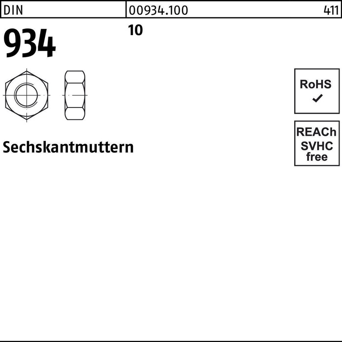 Reyher Sechskantmutter DIN 934 M 16 10