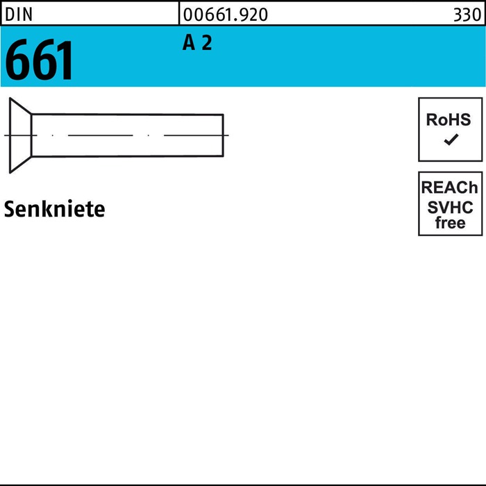 Reyher Senkniete DIN 661 3 x 20 A 2