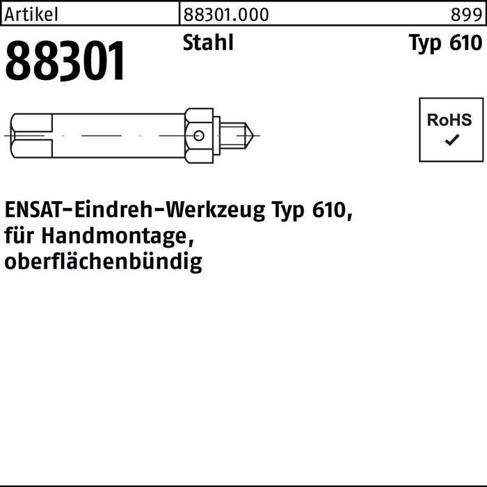 ENSAT Eindrehwerkzeug R 88301 Typ 610 M 14 Stahl