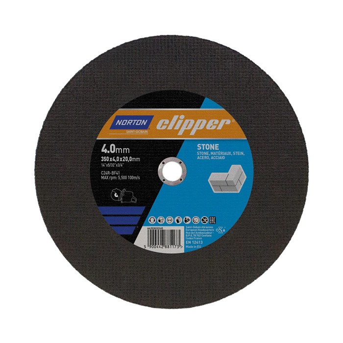 NORTON CLIPPER Trennscheibe D350x4,0mm Typ 41 Stein Bohrung 20 mm