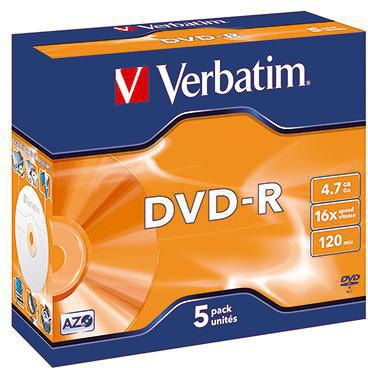 Verbatim DVD-R 120min 4,7Gbyte 16x 5 St./Pack. 120min 4,7Gbyte 16x 5 St./Pack.