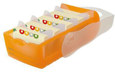 HAN Karteikasten CROCO 9,7 x 6,7 x 19,1 cm (B x H x T) DIN A8 quer 500 Karten Polypropylen orange transluzent 5 Stützplatten