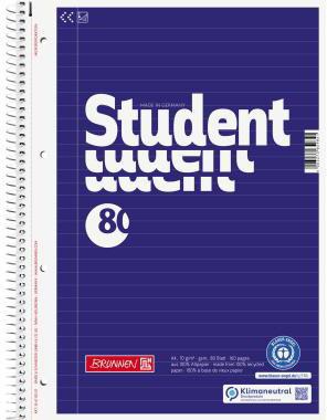 Brunnen Collegeblock Student Recycling DIN A4 liniert 70g/m² blau 80 Bl.