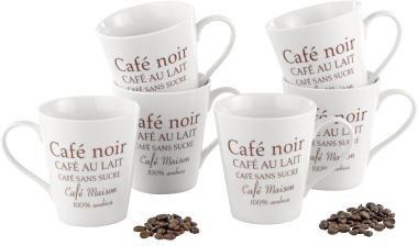 Esmeyer Kaffeebecher ® FAKT 250ml Porzellan weiß/braun 6 St./Pack.