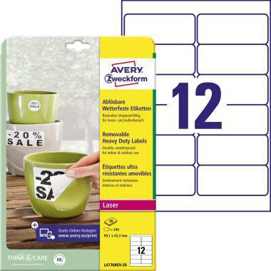 AVERY Zweckform Folienetikett 99,1 x 42,3 mm (B x H) weiß 240 Etik./Pack.