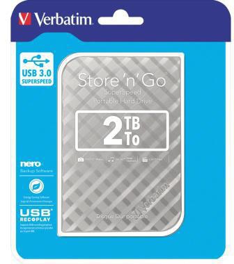 Verbatim Festplatte extern Store 'n' Go 119 x 81 x 14.5 mm (B x H x T) USB 3.0 2 Tbyte inkl. USB 3.0-Kabel Kurzanleitung Software-Paket (Backup Energiesparen