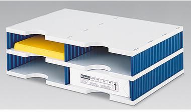 styro Dokumentenablage doc duo Grundeinheit 48,5 x 15,3 x 33,1 cm (B x H x T) Polyl grau/blau