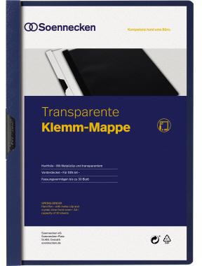 Soennecken Klemmmappe DIN A4 Hartfolie Farbe der Rückseite: blau Farbe der Klemme: schwarz