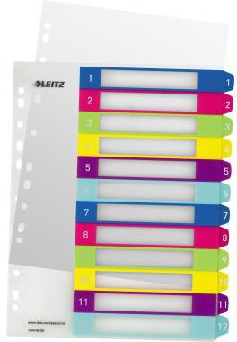 Leitz Zahlenregister WOW DIN A4 Überbreite 1-12 Polypropylen mehrfarbig