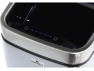 DURABLE Abfalleimer Sensor NO TOUCH 6l Edelstahl silber/schwarz 1 Sortierfach