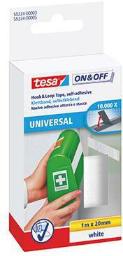 tesa Klettband ® On & Off® 20 mm x 1 m (B x L) selbstklebend weiß