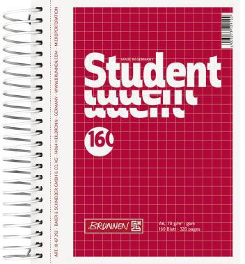Brunnen Collegeblock Student DIN A6 kariert 70g/m² Karton rot 160 Bl.