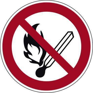 Neutralware Hinweisschild 20cm P003 Feuer offenes Licht u. Rauchen verboten Hart-PVC