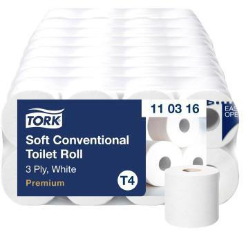 TORK Toilettenpapier Premium 3-lagig Zellstoff weiß 250 Bl./Rl. 8 Rl./Pack.