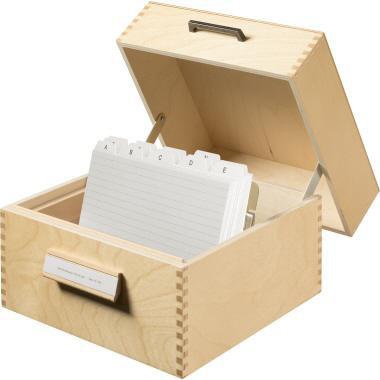 HAN Karteikasten 25,5 x 19 x 25 cm (B x H x T) DIN A5 quer 900 Karten Birkenholz natur 1 Stützplatte