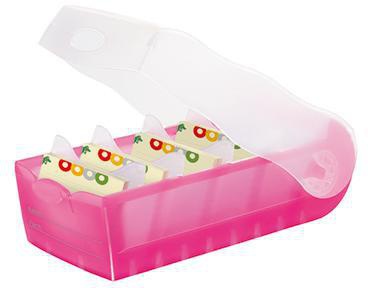 HAN Karteikasten CROCO 9,7 x 6,7 x 19,1 cm (B x H x T) DIN A8 quer 500 Karten Polypropylen pink transluzent 5 Stützplatten
