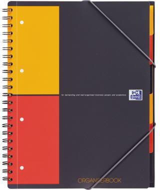 Oxford Collegeblock International Organiserbook DIN A4+ kariert 80g/m² Polypropylen grau/orange/rot 80 Bl.