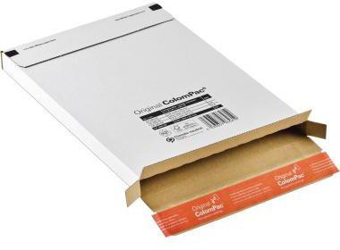 ColomPac Versandkarton ® Kurierpaket Innenmaße: 24,4 x 34,4 x 2,8 cm (B x H x T) Außenmaße: 25 x 35,5 x 3 cm (B x H x T) Kraftliner Wellpappe weiß