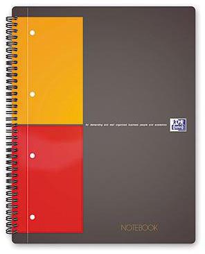 Oxford Collegeblock International Notebook DIN A4+ kariert Karton grau/orange/rot 80 Bl.