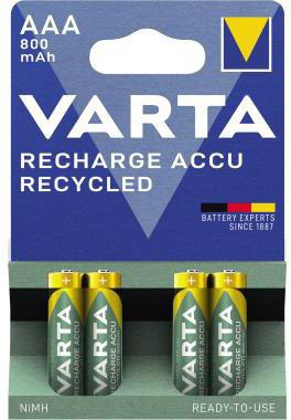 VARTA Akku Recycled AAA/Micro HR03 Nickel-Metallhydrid 1,2V 800 mAh 4 St./Pack.