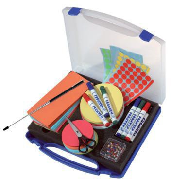 FRANKEN Moderationskoffer MINI 34,5 x 6 x 31 cm (B x H x T) Kunststoff blau/transparent