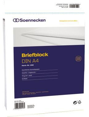 Soennecken Briefblock DIN A4 rautiert 70g/m² weiß 50 Bl.