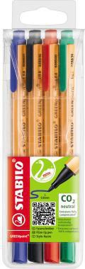 STABILO Fasermaler ® GREENpoint® 0,8mm farbig sortiert nicht auswaschbar 4 St./Pack.
