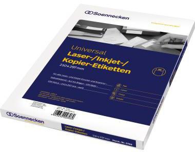 Soennecken Universaletikett 210 x 297 mm (B x H) nicht wieder ablösbar weiß 100 Etik./Pack.