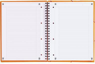 Oxford Collegeblock International Meetingbook DIN A4+ liniert mit Rand innen/außen Polypropylen orange/grau/rot 80 Bl.