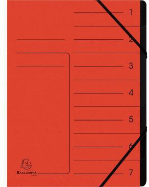 EXACOMPTA Ordnungsmappe DIN A4 170g/m² Colorspankarton Farbe: rot Farbe des Fächerblocks: schwarz 7 Fächer