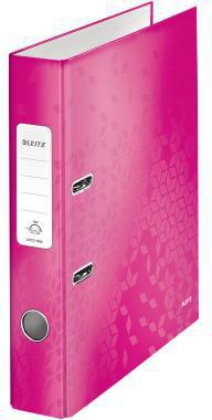 Leitz Ordner WOW 52mm DIN A4 Werkstoff: Graupappe Material der Kaschierung außen: Papier laminiert Material der Kaschierung innen: Papier laminiert pink