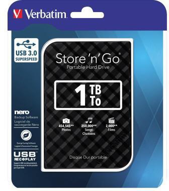 Verbatim Festplatte extern Store 'n' Go 119 x 81 x 14.5 mm (B x H x T) USB 3.0 1 Tbyte inkl. USB 3.0-Kabel Kurzanleitung Software-Paket (Backup Energiesparen