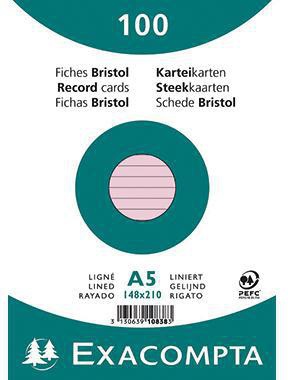 EXACOMPTA Karteikarte DIN A5 liniert rosa 100 St./Pack.