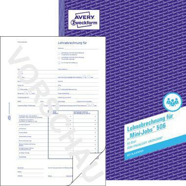 AVERY Zweckform Lohnabrechnung DIN A4 nicht selbstdurchschreibend 1 Durchschlag 50 Bl.