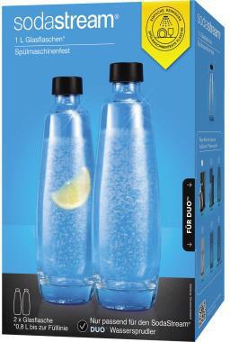SODASTREAM Sprudlerflasche Wassersprudler DUO Titan 1016812491 1 l Fülllinie 0,84l spülmaschinengeeignet Glas 2 St./Pack.