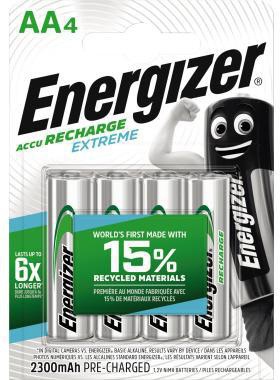 Energizer Akku ® Recharge Extreme AA/Mignon HR6 Nickel-Metallhydrid 1,2V 2.300 mAh 4 St./Pack.